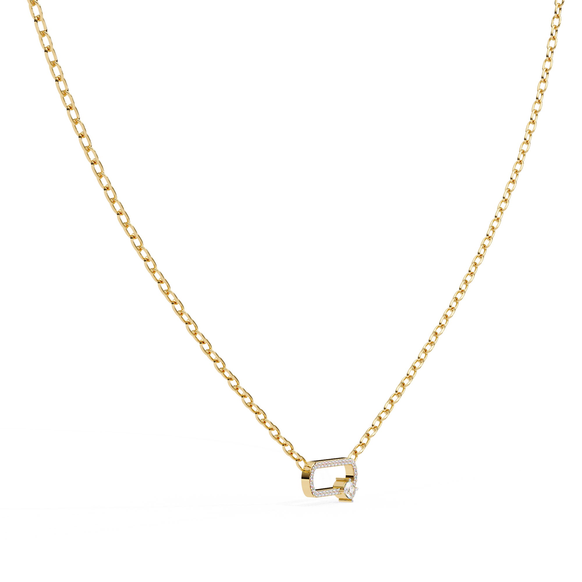 Solitairekart 0.36ct Natural Diamond Geometric Link Pendant-HI Color, VS-SI Clarity